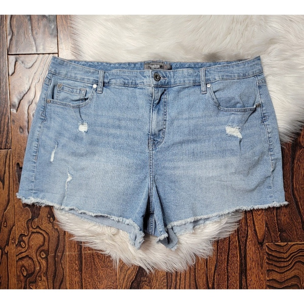 Torrid Feel The Fit Denim Shorts Women's Plus Size 20 Distressed Cutoff